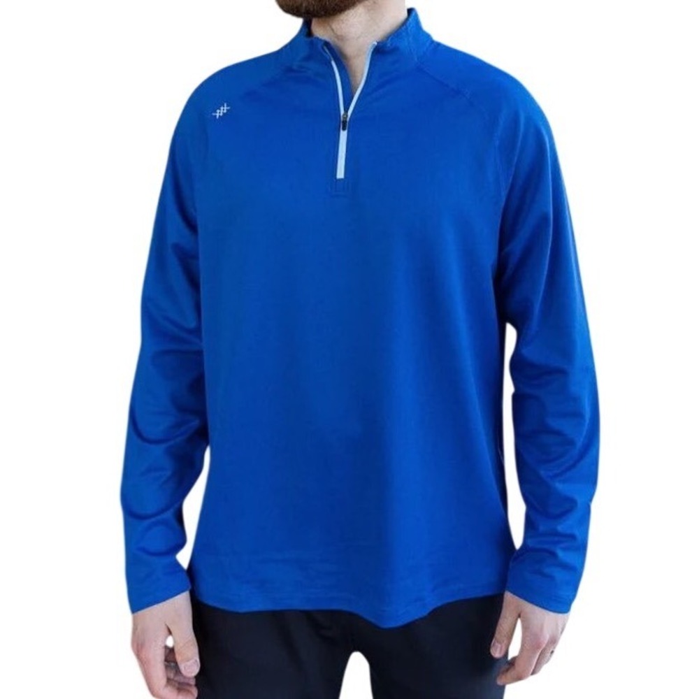 RHONE Mens Session Quarter Zip Long Sleeve Pullover Shirt Blue XXL TTG Athletic